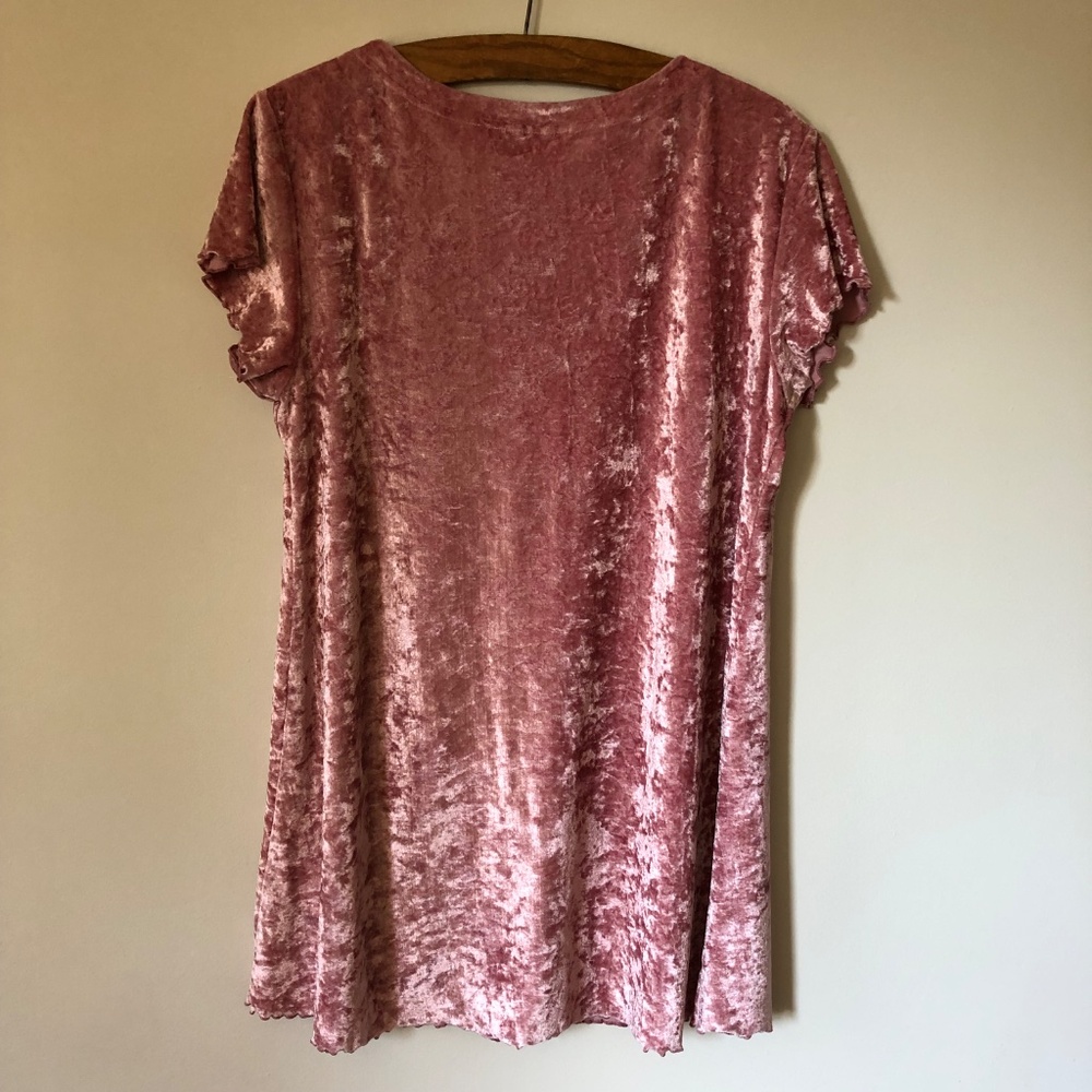 Vintage 1990s Pink Crushed Velvet Mini Nightshirt Victoria's Secret Gold Label - Picture 5 of 7